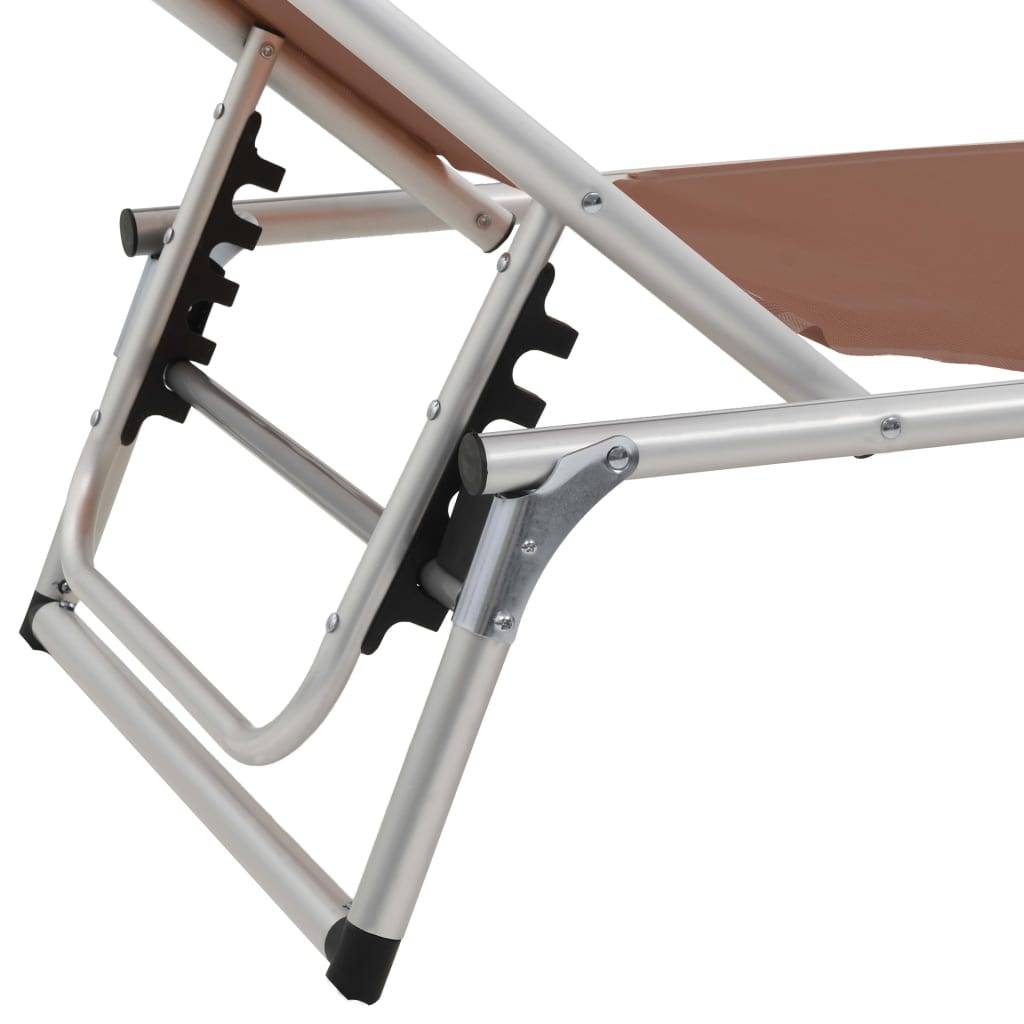 Helloshop26 - Lot de deux chaises longues pliables toit aluminium textilène marron - Imagen 7