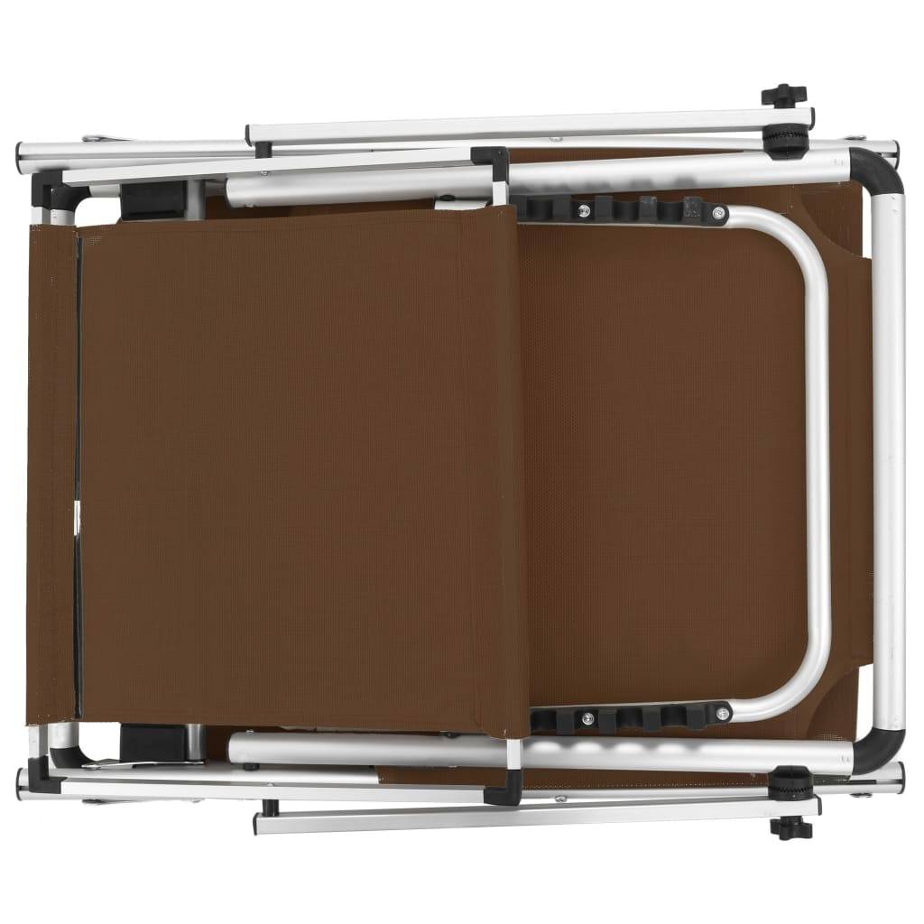 Helloshop26 - Lot de deux chaises longues pliables toit aluminium textilène marron - Imagen 6