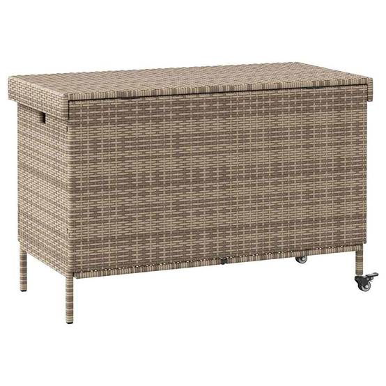 Boîte de rangement extérieure - Coffre de rangement - Boîte de jardin et roues gris résine tressée - Image 6