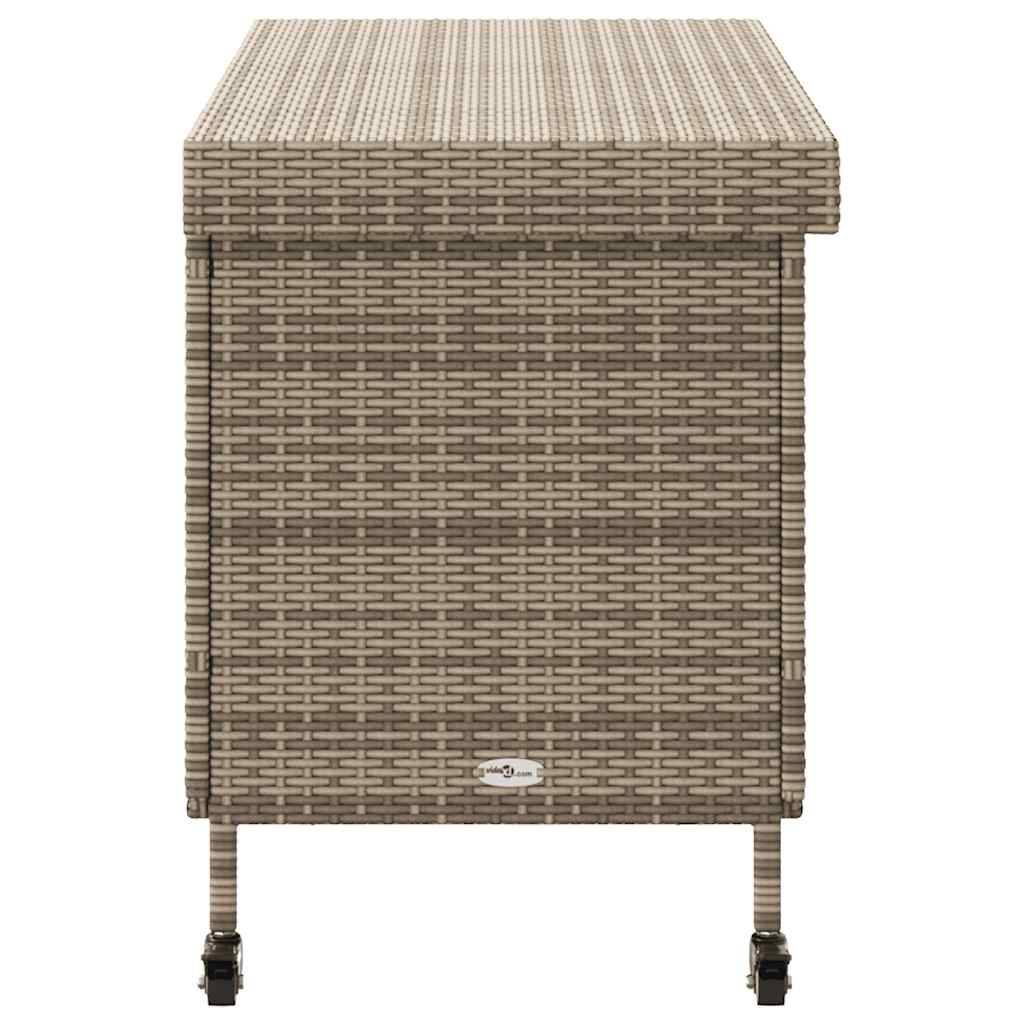 Boîte de rangement extérieure - Coffre de rangement - Boîte de jardin et roues gris résine tressée - Image 5