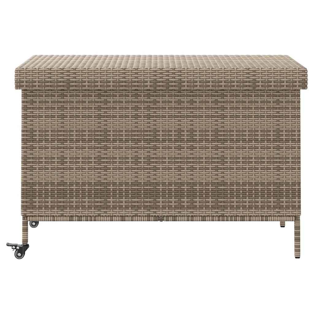 Boîte de rangement extérieure - Coffre de rangement - Boîte de jardin et roues gris résine tressée - Image 4