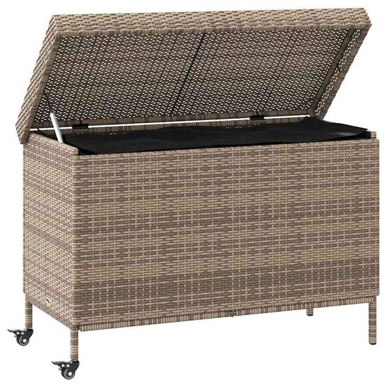 Boîte de rangement extérieure - Coffre de rangement - Boîte de jardin et roues gris résine tressée - Image 3