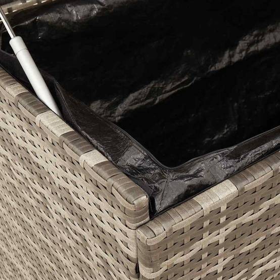 Boîte de rangement extérieure - Coffre de rangement - Boîte de jardin et roues gris résine tressée - Image 8