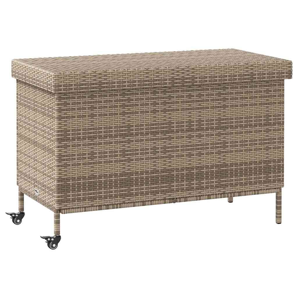 Boîte de rangement extérieure - Coffre de rangement - Boîte de jardin et roues gris résine tressée - Image 2