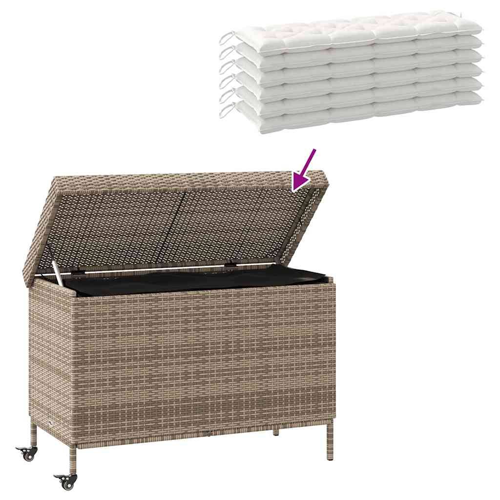 Boîte de rangement extérieure - Coffre de rangement - Boîte de jardin et roues gris résine tressée - Image 7
