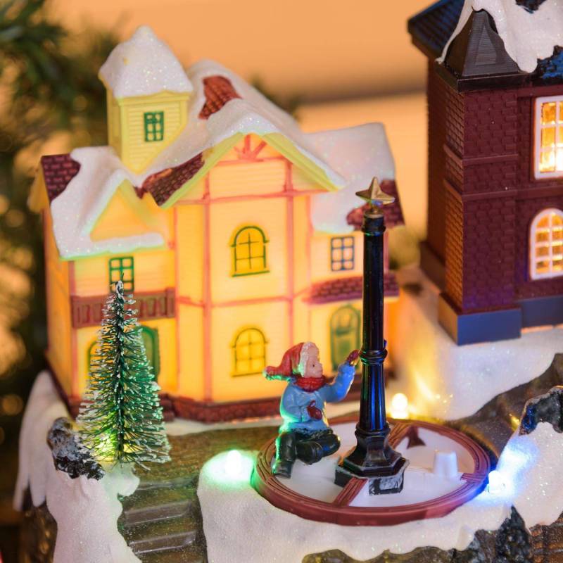 Lotti - Village de noël lumineux Enneigé avec Eglise Petit Train Sapin et Manège pour Enfant en Rotation Musique Lotti - Imagen 4