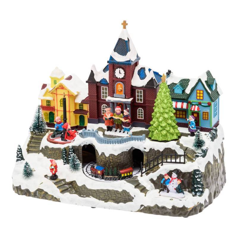 Lotti - Village de noël lumineux Enneigé avec Eglise Petit Train Sapin et Manège pour Enfant en Rotation Musique Lotti - Imagen 2