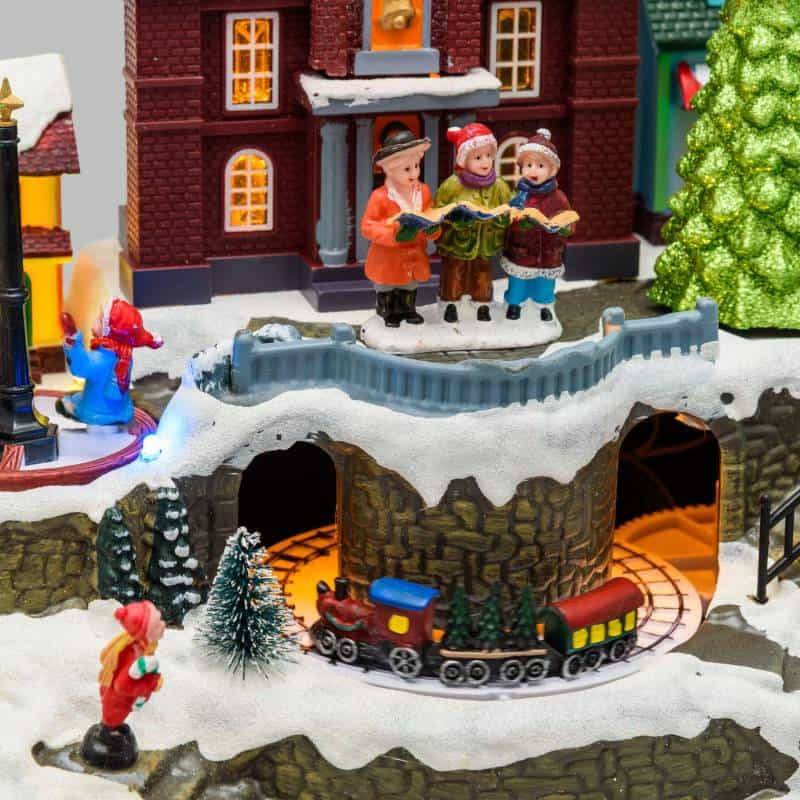 Lotti - Village de noël lumineux Enneigé avec Eglise Petit Train Sapin et Manège pour Enfant en Rotation Musique Lotti - Imagen 8