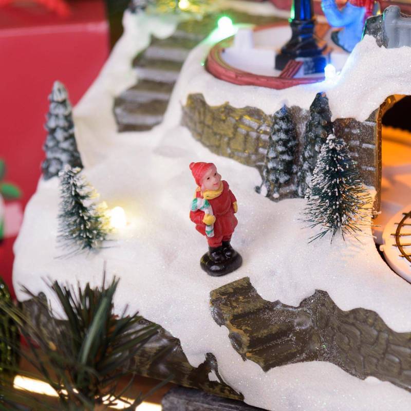 Lotti - Village de noël lumineux Enneigé avec Eglise Petit Train Sapin et Manège pour Enfant en Rotation Musique Lotti - Imagen 5