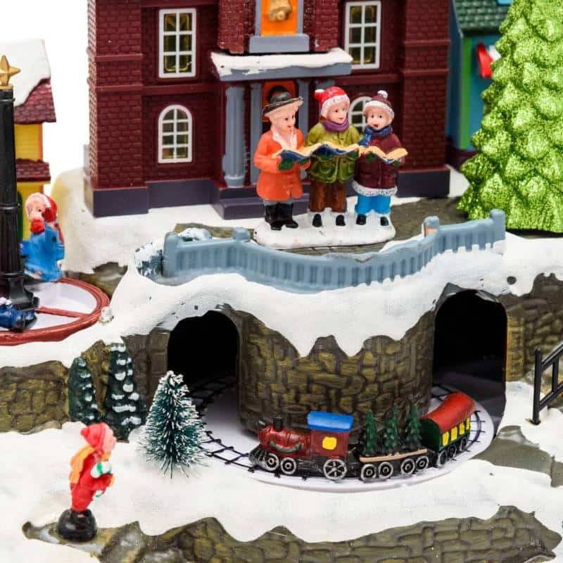Lotti - Village de noël lumineux Enneigé avec Eglise Petit Train Sapin et Manège pour Enfant en Rotation Musique Lotti - Imagen 10