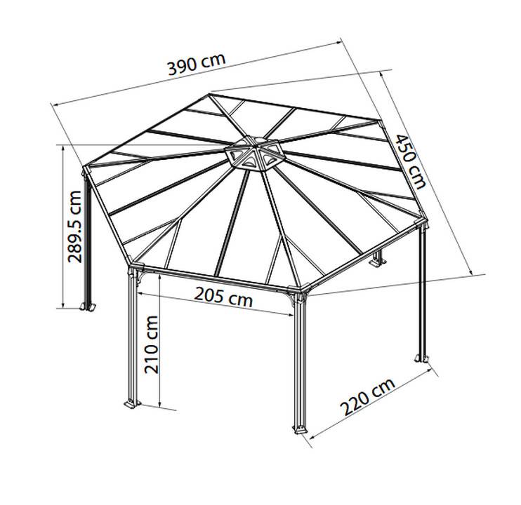 Canopia by Palram - Canopia Tonnelle de jardin hexagonale Monacom² 3,6X4 Grise - Imagen 2
