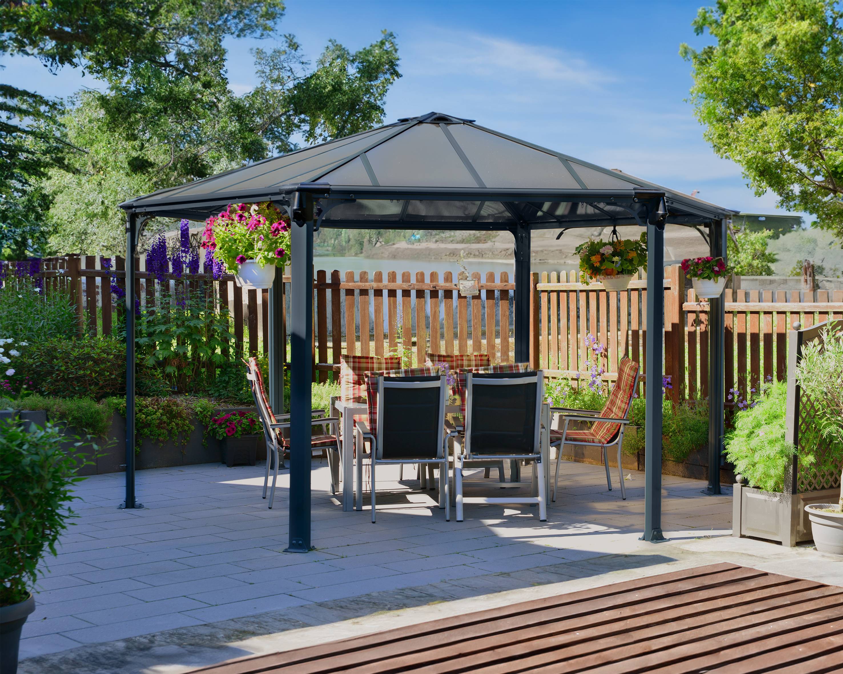 Canopia by Palram - Canopia Tonnelle de jardin hexagonale Monacom² 3,6X4 Grise - Imagen 3