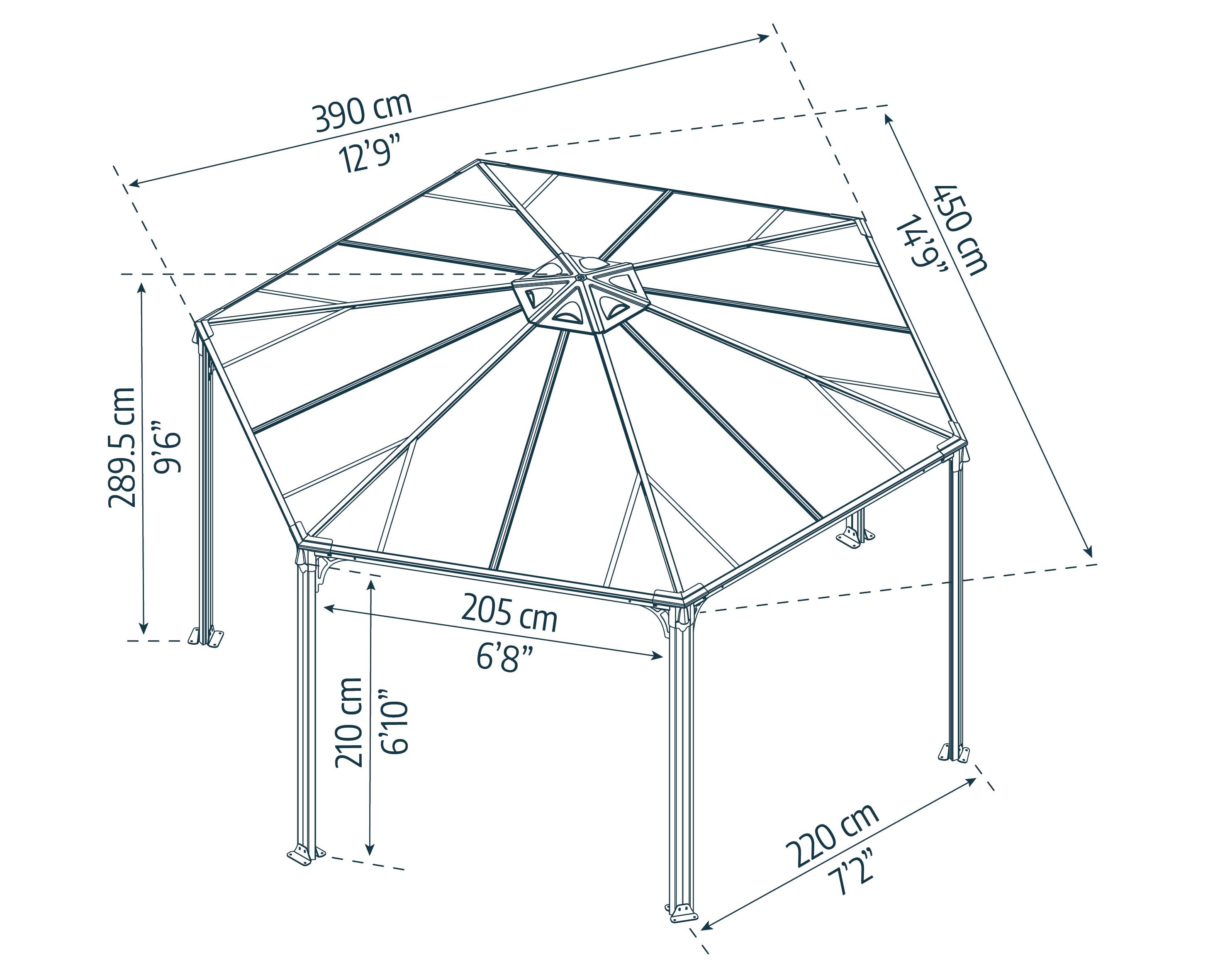 Canopia by Palram - Canopia Tonnelle de jardin hexagonale Monacom² 3,6X4 Grise - Imagen 7