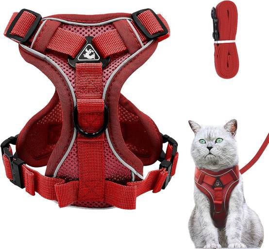 Harnais réglable pour Chat - Anti-éclatement Rouge - L