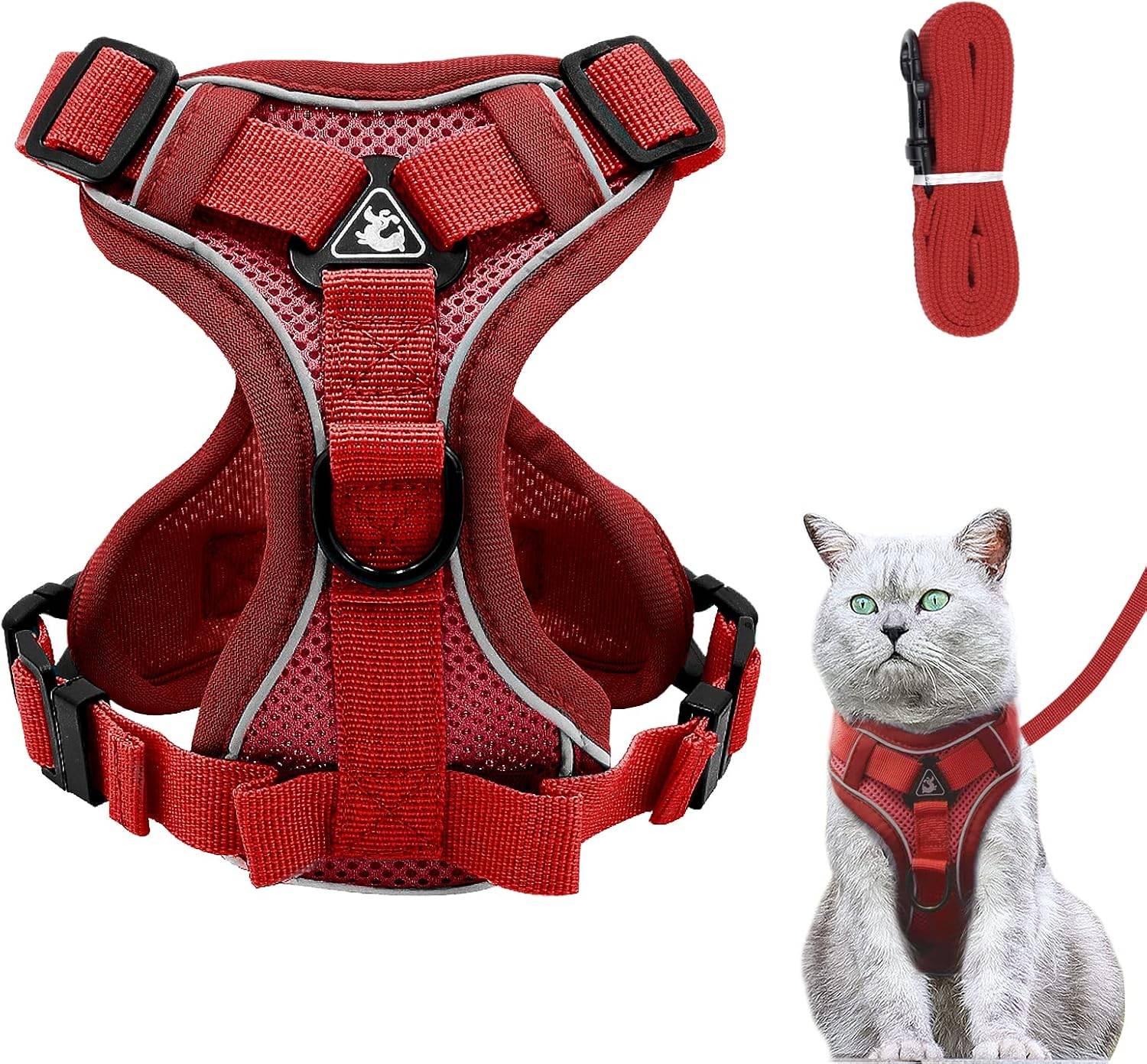 Harnais réglable pour Chat - Anti-éclatement Rouge - L