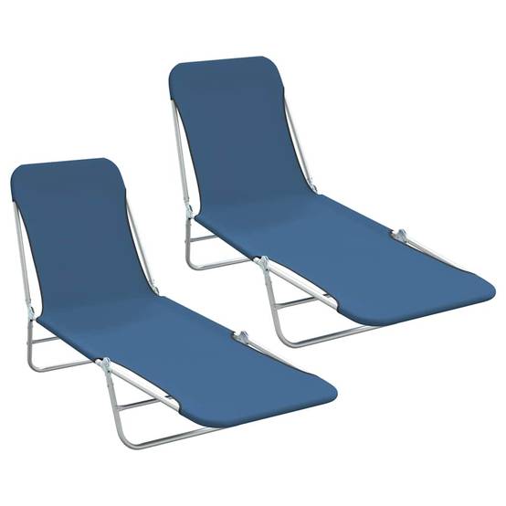 Vidaxl - Chaises longues pliables lot de 2 Acier et tissu Bleu vidaXL 44299 - Imagen 1
