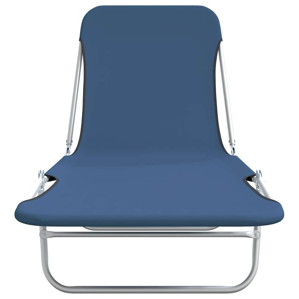 Vidaxl - Chaises longues pliables lot de 2 Acier et tissu Bleu vidaXL 44299 - Imagen 9