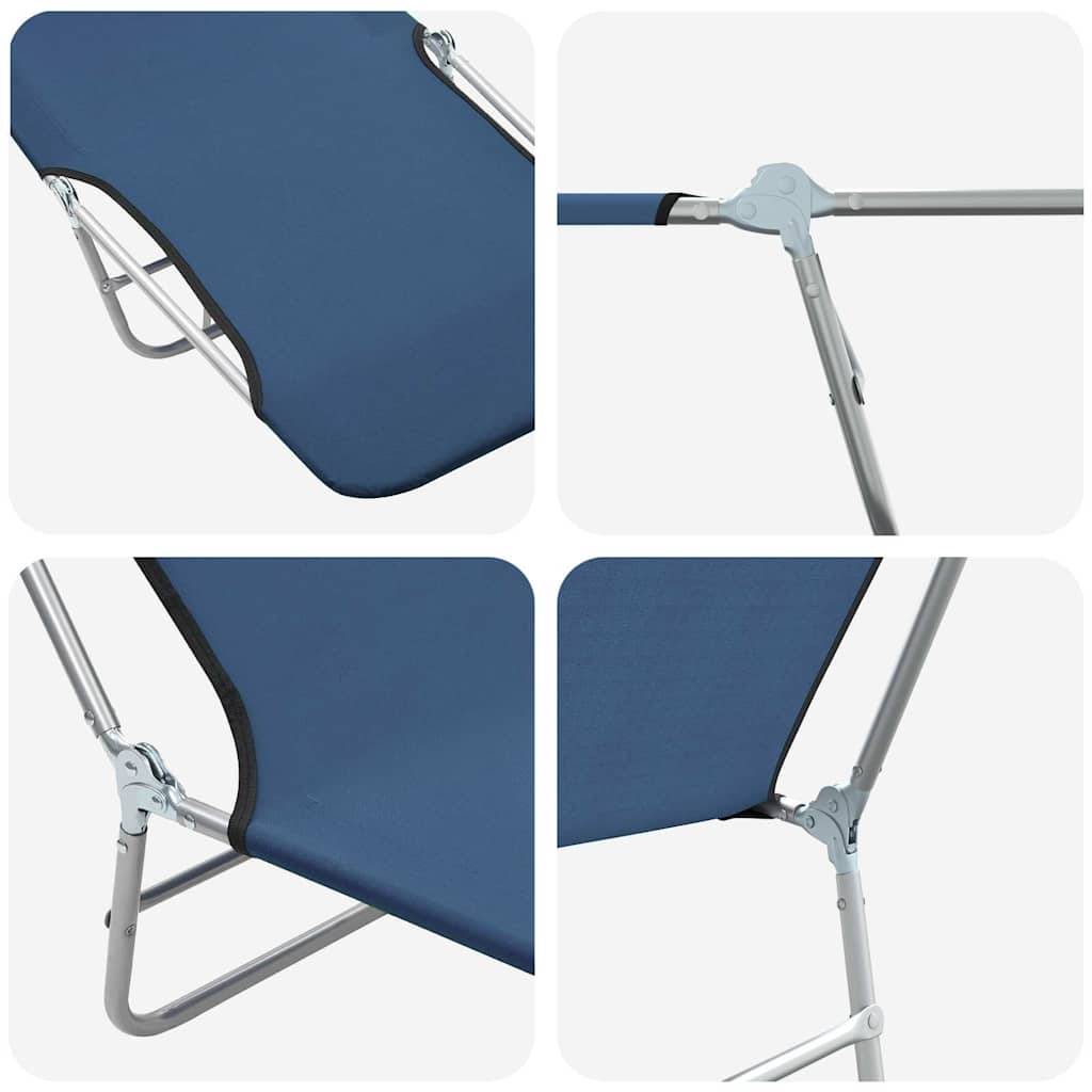 Vidaxl - Chaises longues pliables lot de 2 Acier et tissu Bleu vidaXL 44299 - Imagen 4