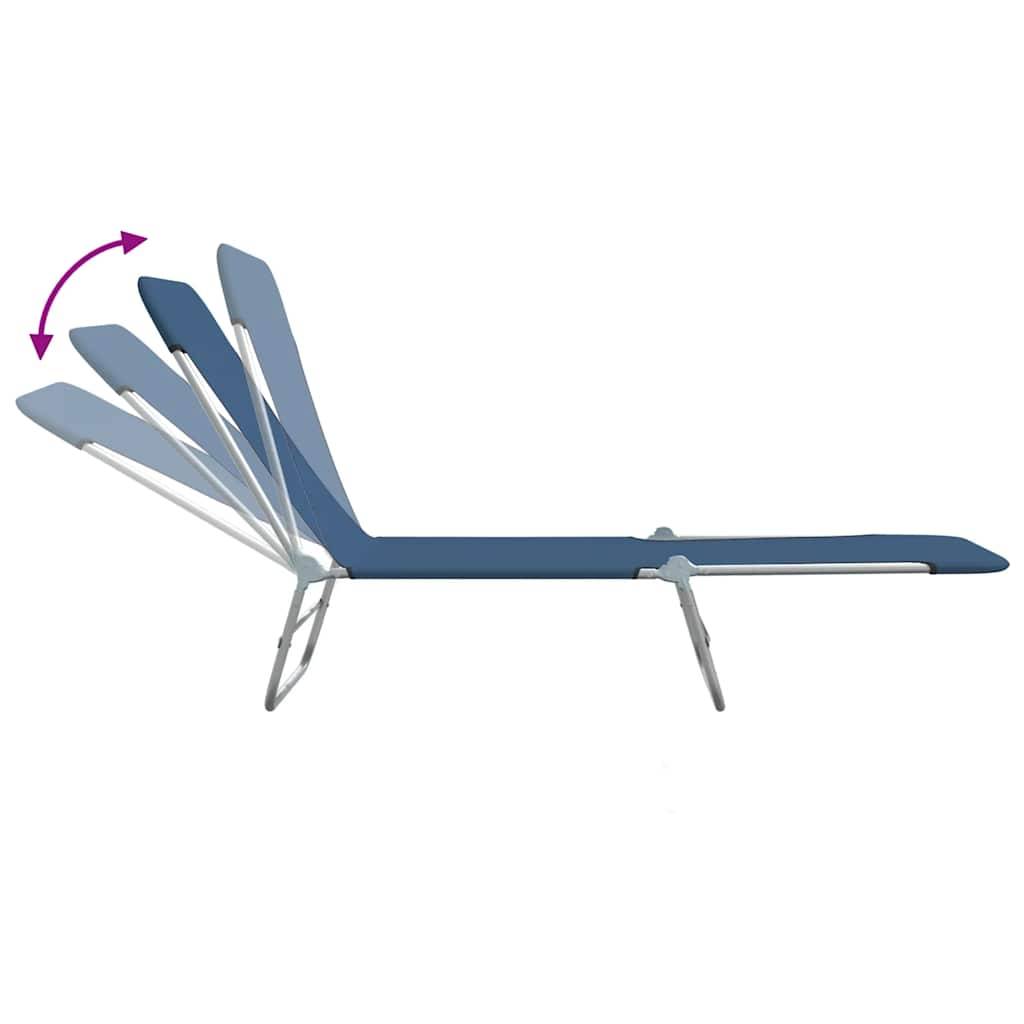 Vidaxl - Chaises longues pliables lot de 2 Acier et tissu Bleu vidaXL 44299 - Imagen 7