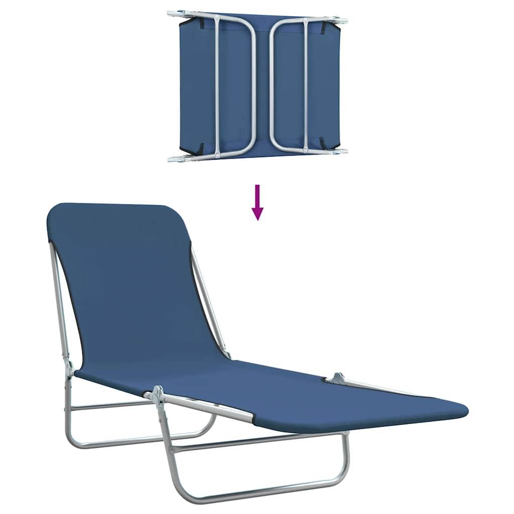 Vidaxl - Chaises longues pliables lot de 2 Acier et tissu Bleu vidaXL 44299 - Imagen 8