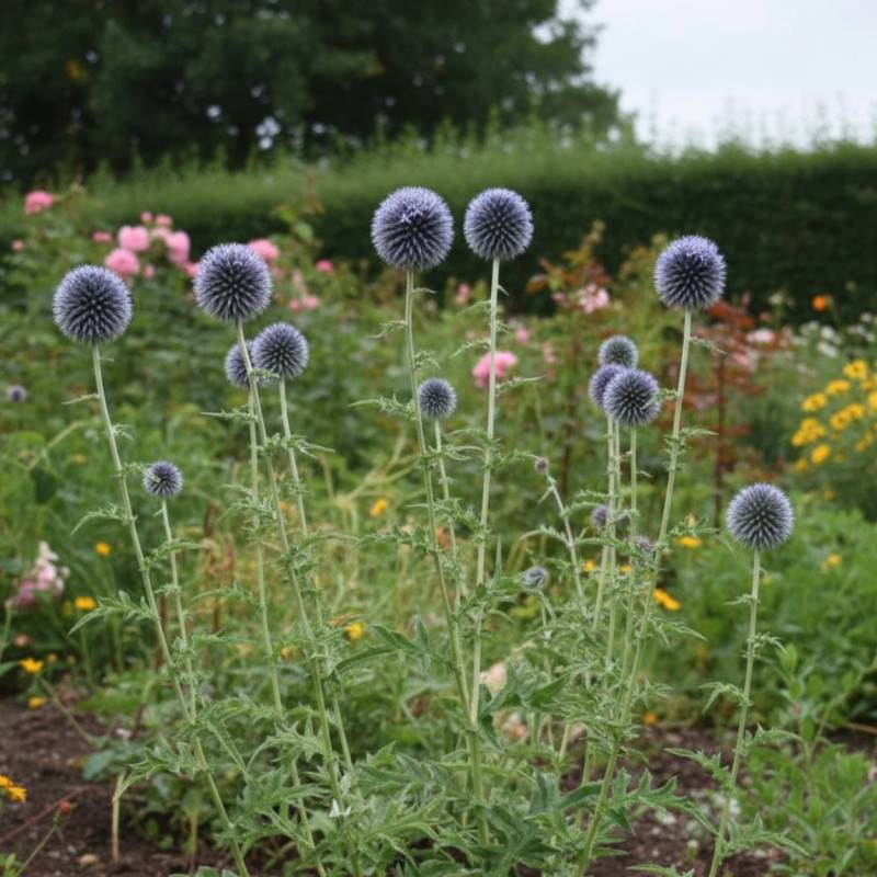 Boule azurée Taplow Blue, Echinops à fleurs Blanche/Bleue - feuillage Caduc - Godet - 5/20 cm