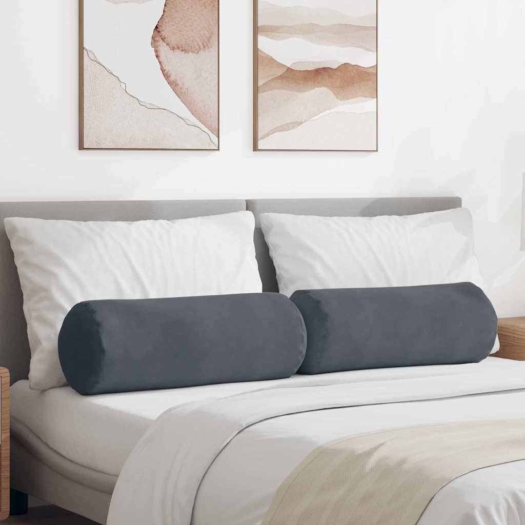 Coussins de Soutien Géants en Velours Côtelé x2 Moelleux et Lavables pour Déco Intérieur Gris Foncé 25x70 cm – ComfortXL Outdoor Living - Image 1