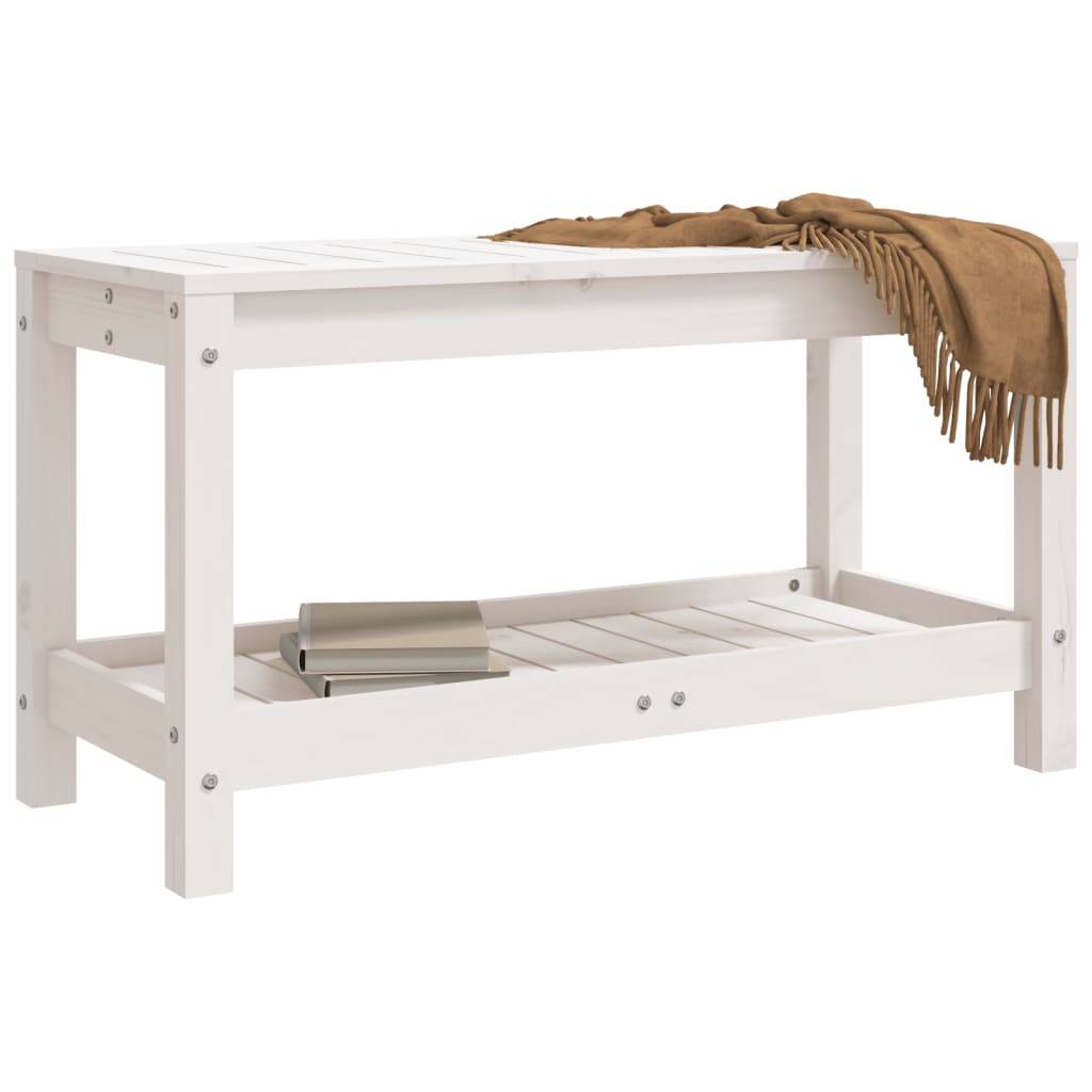 Maison Chic - Banc de jardin - Banc d'extérieur - Banquette blanc 82,5x35x45 cm bois massif de pin - Imagen 3