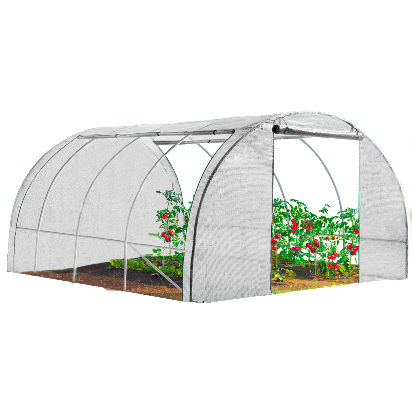 Serre tunnel de jardin 4 saisons 12M² blanche gamme maraîchère ZEBRA 4x3M - Image 2