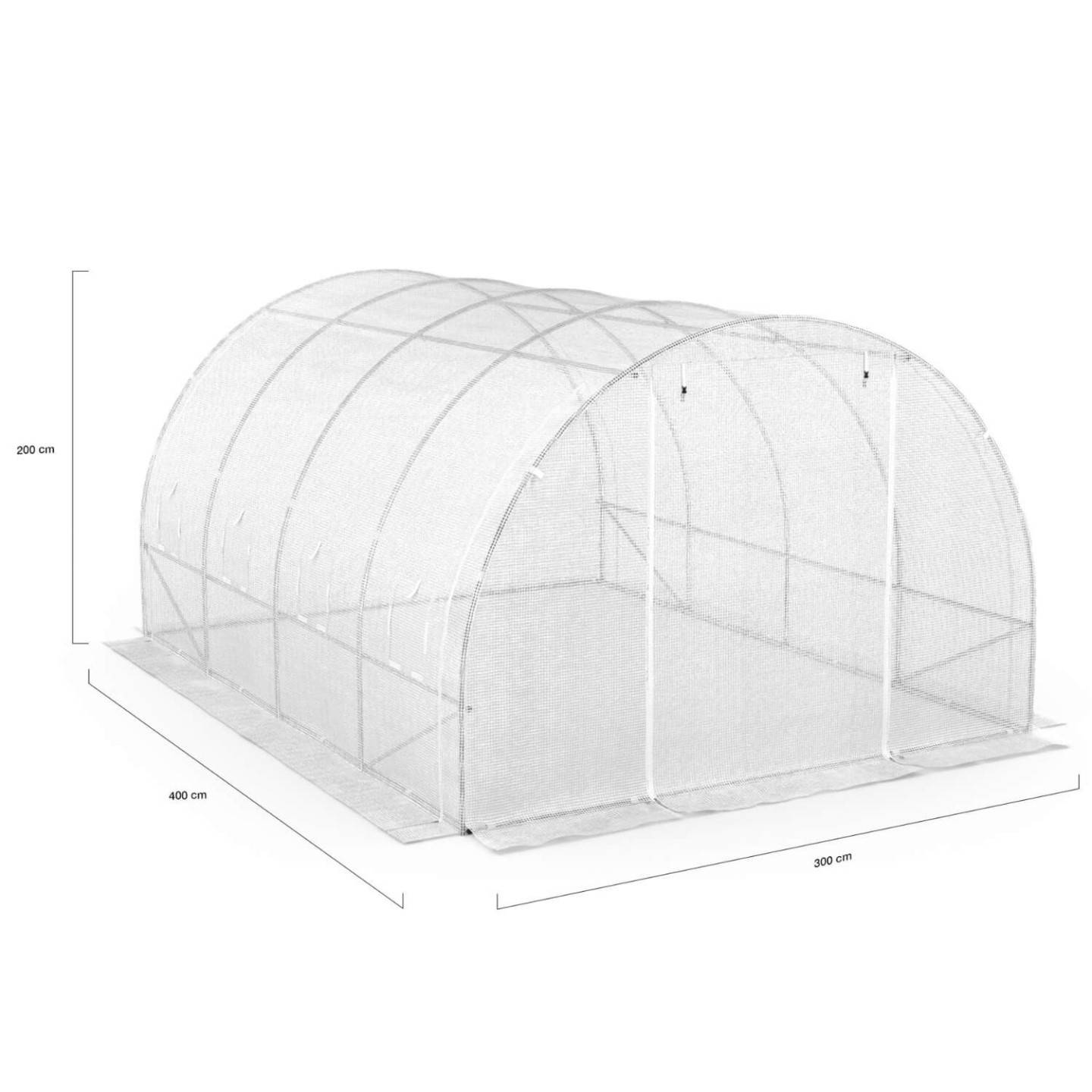 IDMARKET - Serre de jardin tunnel 12m² 4 x 3 x 2 m acier galvanisé + bâche anti-UV avec porte et fenêtres ZEBRA blanches toutes saisons - Image 6