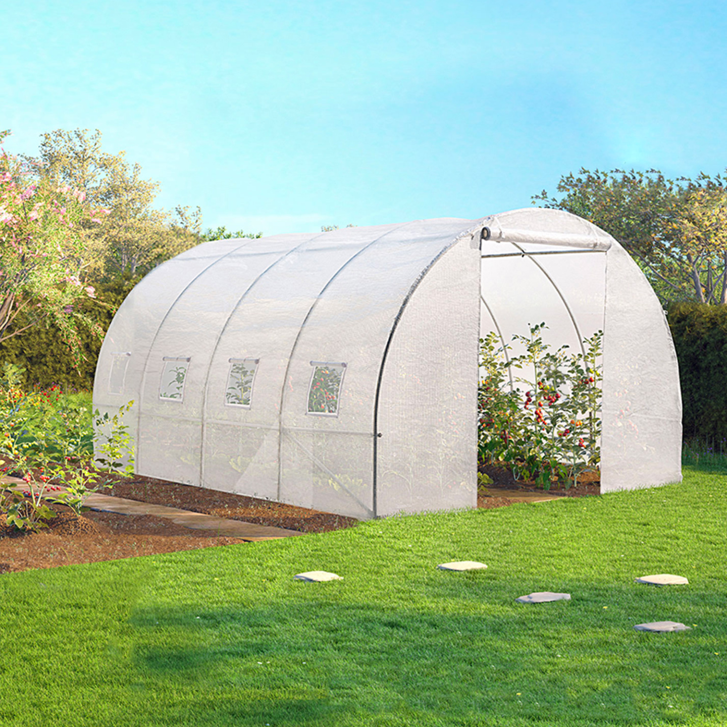 Serre tunnel de jardin 4 saisons 12M² blanche gamme maraîchère ZEBRA 4x3M - Image 5