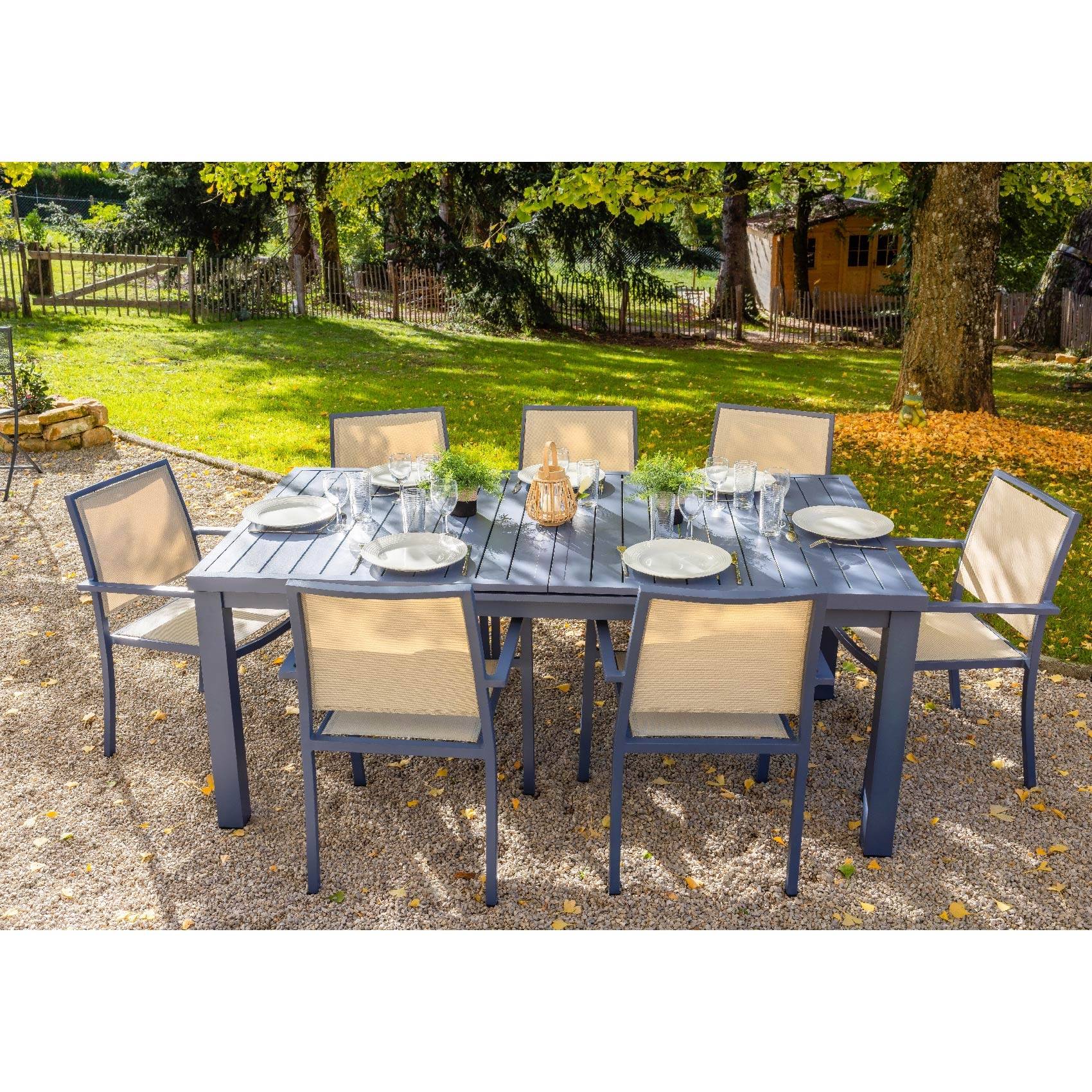 Fauteuil empilable à accoudoir - JARDILINE - Aluminium/Métal - Bleu - Imagen 4