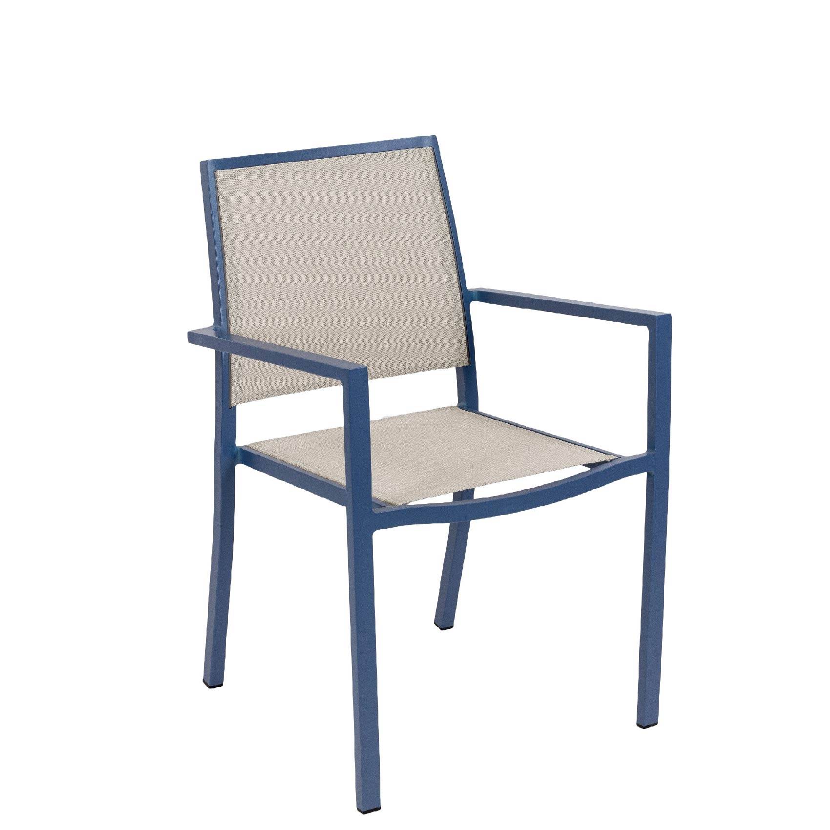 Fauteuil empilable à accoudoir - JARDILINE - Aluminium/Métal - Bleu - Imagen 1