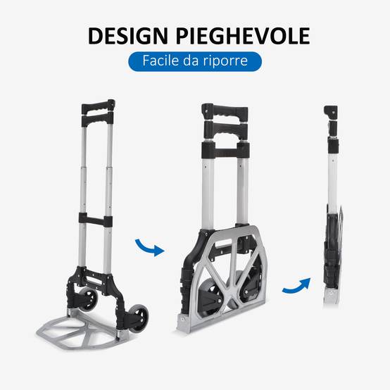 ComfortXL - Diable de manutention pliable en aluminium argent 41 x 38,5 x 100 cm pour cartons et déménagement charge 70 kg - Image 4