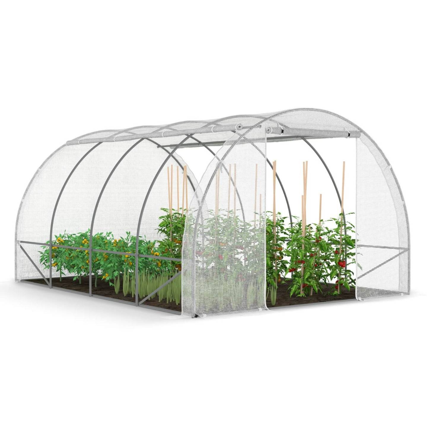 IDMARKET - Bâche de rechange pour serre de jardin tunnel 12m² 4 x 3 x 2 m anti-UV avec porte et fenêtres ZEBRA blanche toutes saisons - Image 3