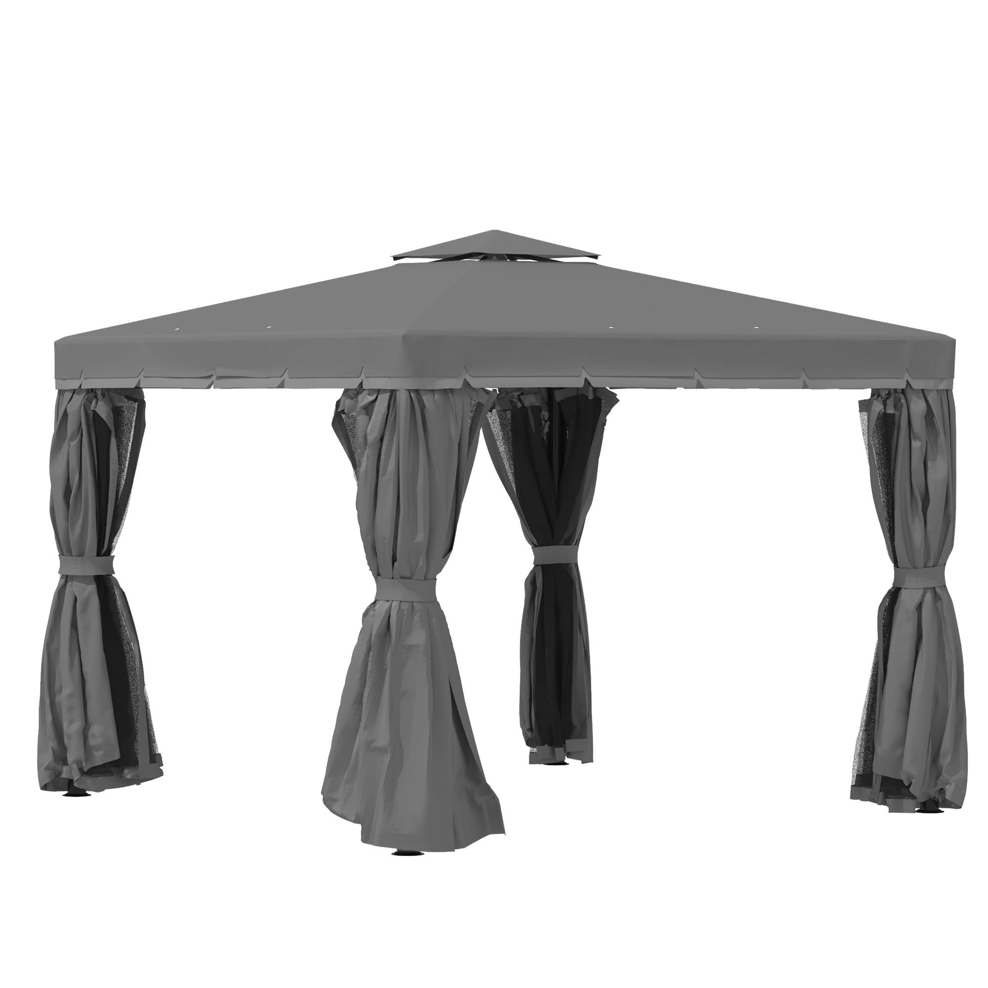 Maison Chic - Tonnelle de jardin extérieur 3 x 3 m, barnum avec toit double, Aluminium Gris foncé fr521