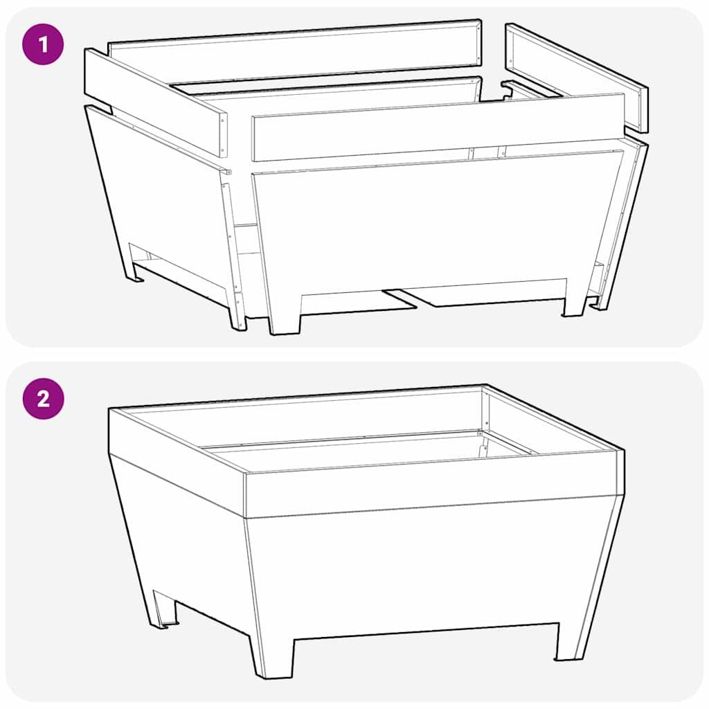 ComfortXL - Brasero carré foyer extérieur en acier pour jardin terrasse 50x38 cm Marron – ComfortXL Outdoor Living - Image 4