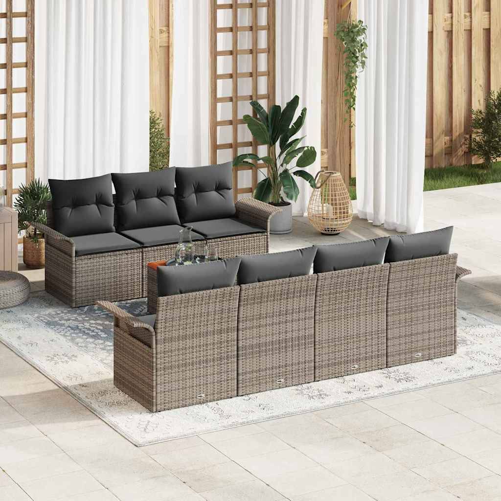 Salon de jardin 8 places en polyrotin avec rangement et table Gris – ComfortXL Outdoor Living - Image 1
