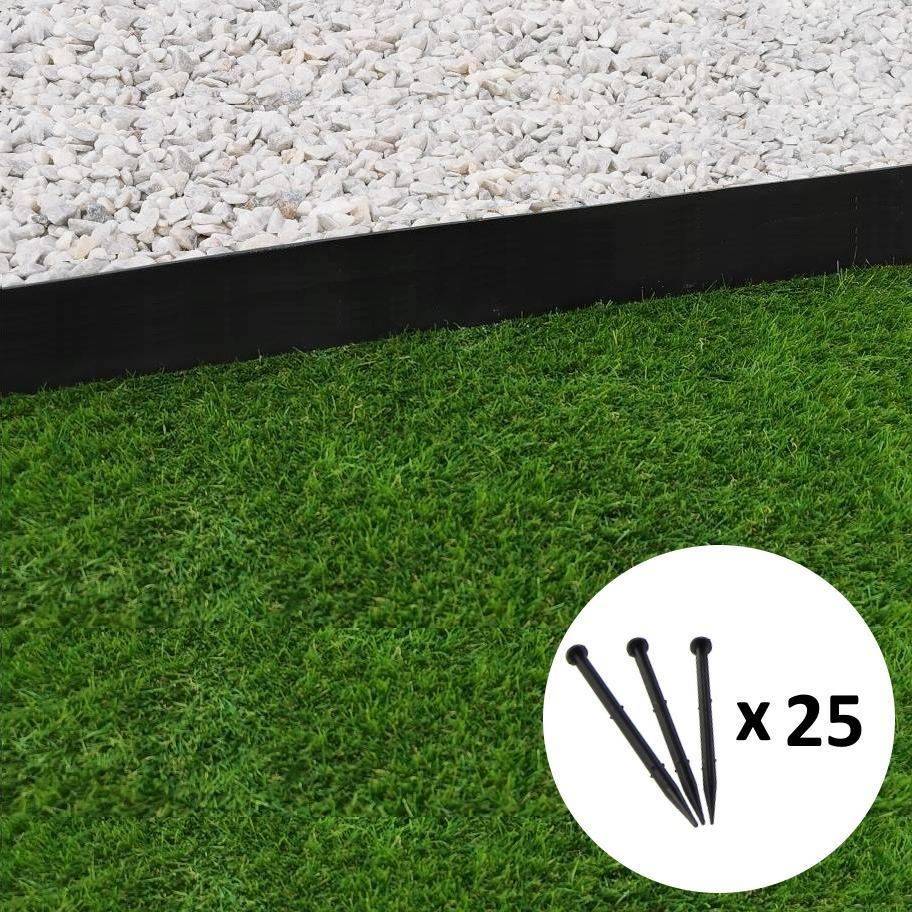 Gt Garden - Bordure de jardin droite noire - 7,8 cm x 5 mètres avec 25 piquets d'ancrage - GT GARDEN - Imagen 1