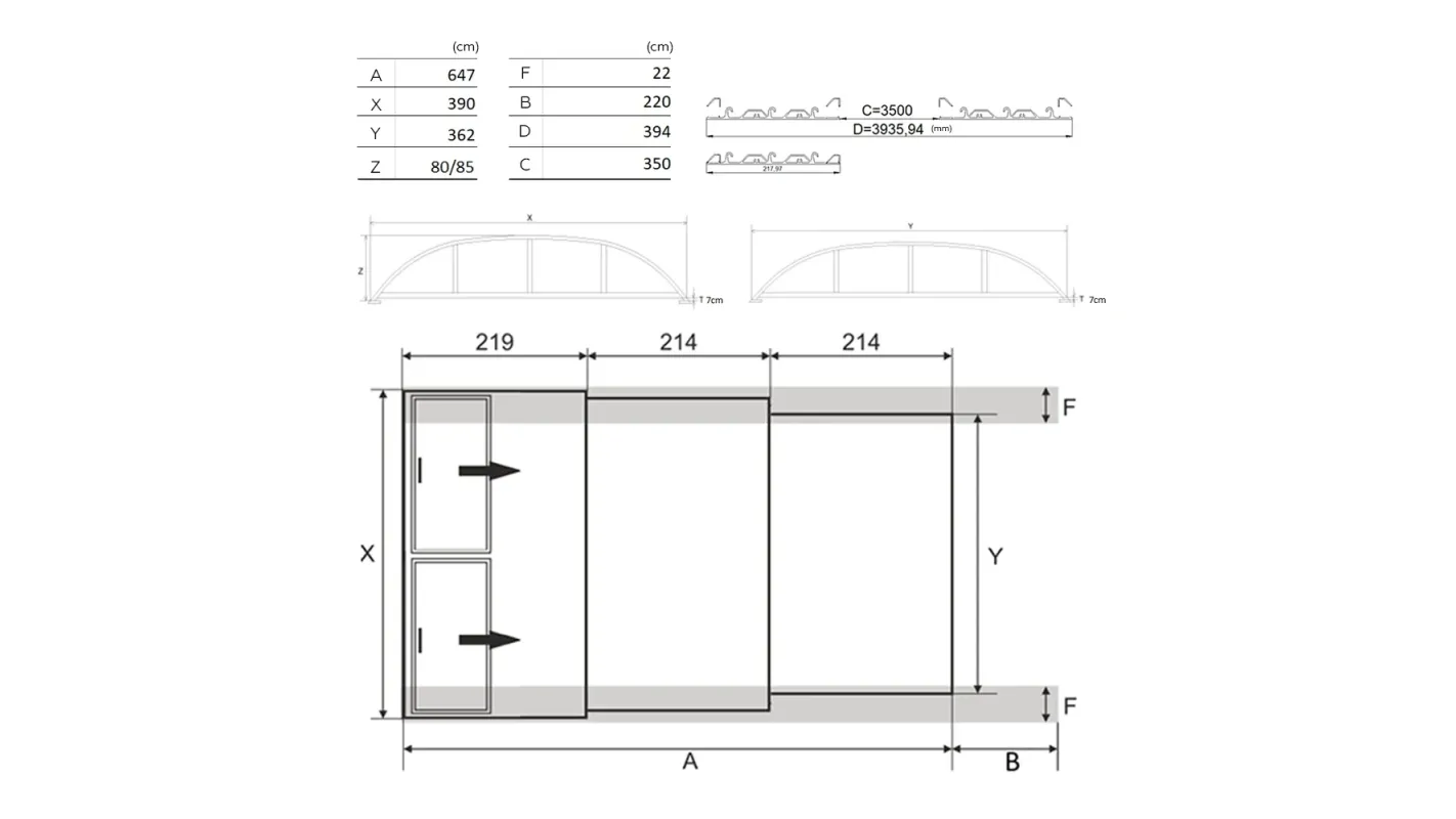 Altanka - Abri de piscine Horizon - 6,47x3,50 m - polycarbonate alvéolaire 8 mm - Couleur Ral7016 Graphite - ECO201 - Imagen 2