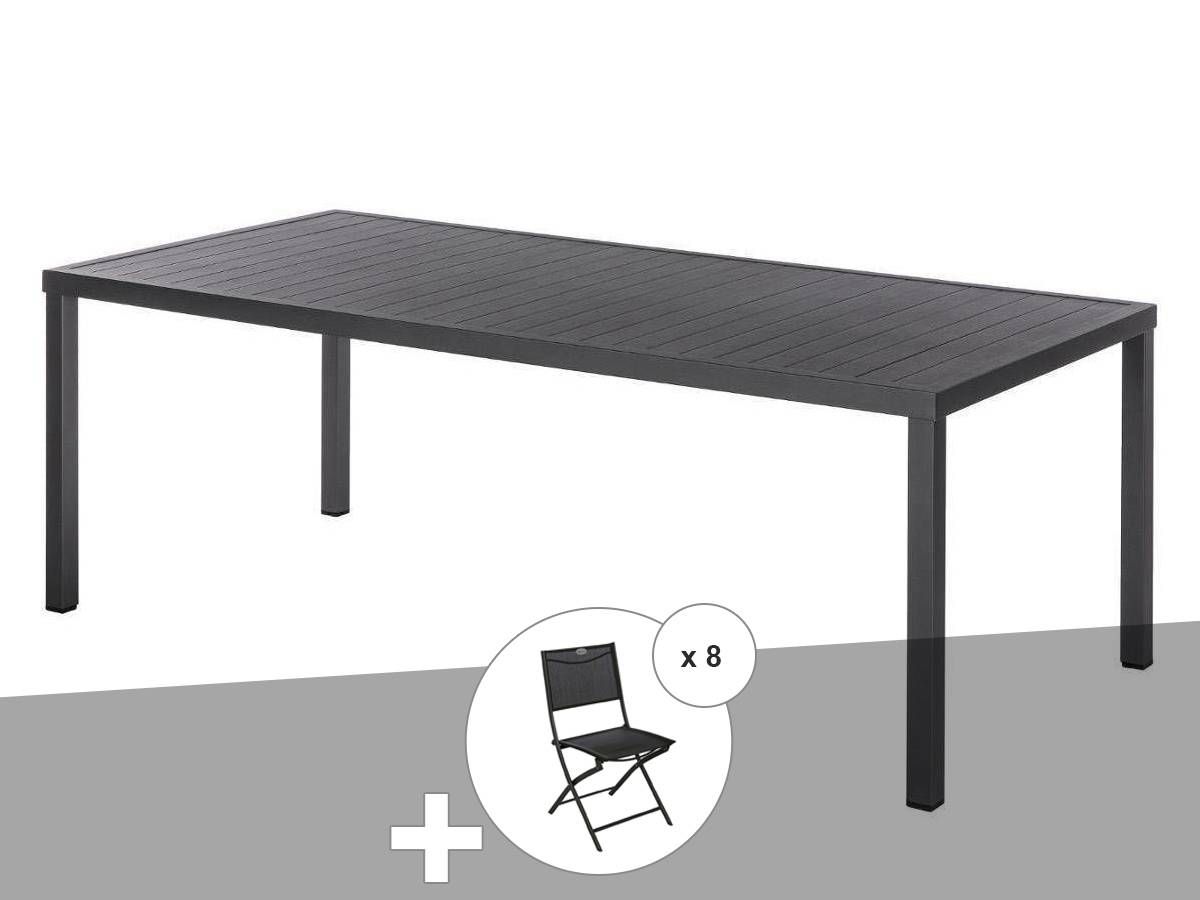 Hesperide - Ensemble repas table de jardin rectangulaire alu Piazza Graphite + 8 chaises Modula - Hespéride - Imagen 1