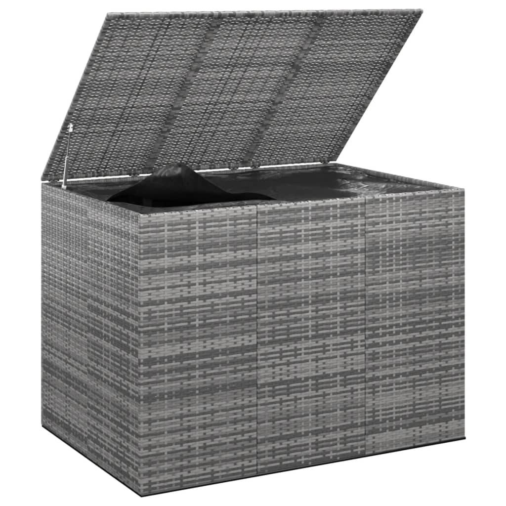 Helloshop26 - Boîte à coussins de jardin résine tressée 145 x 100 x 103 cm gris - Imagen 1