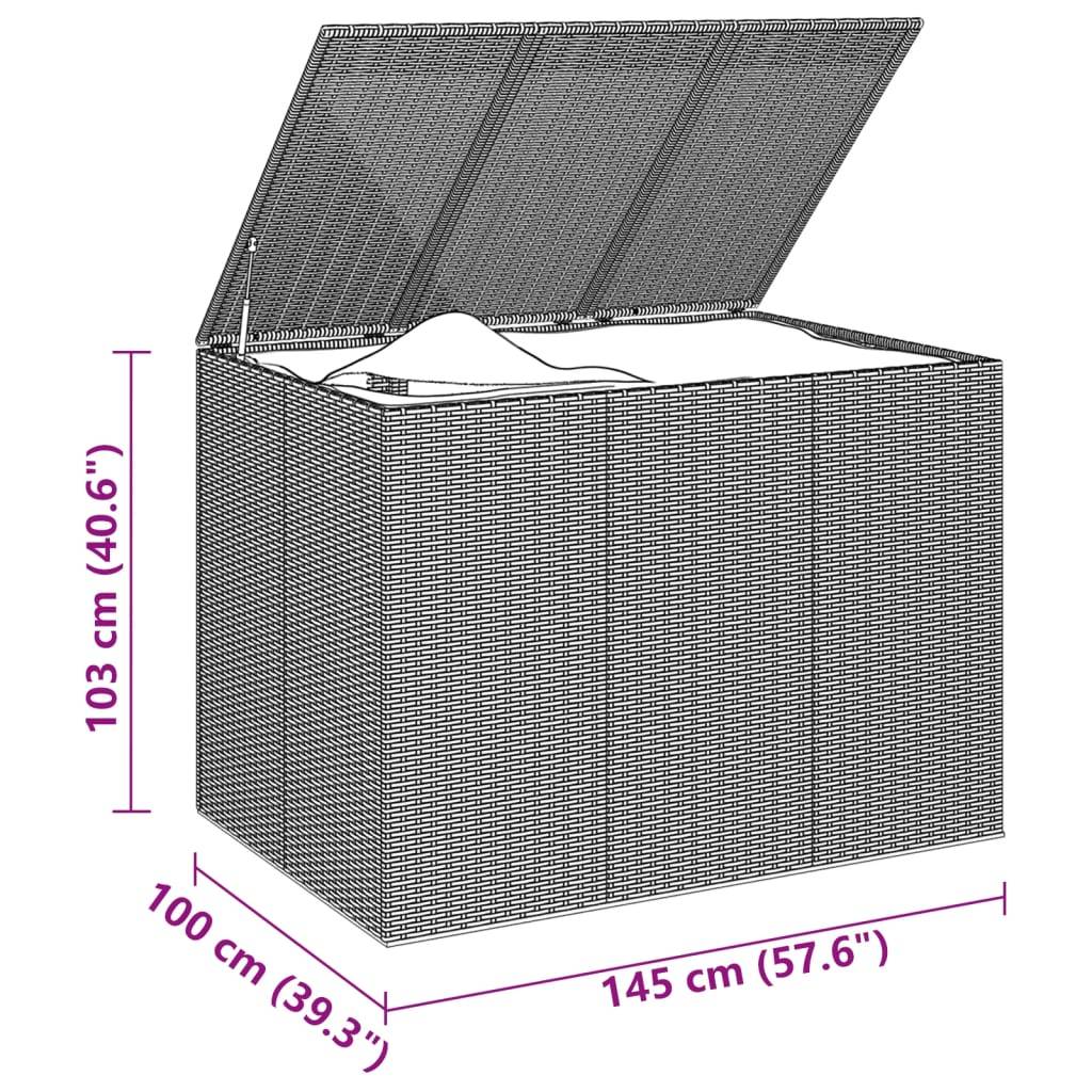 Helloshop26 - Boîte à coussins de jardin résine tressée 145 x 100 x 103 cm gris - Imagen 5