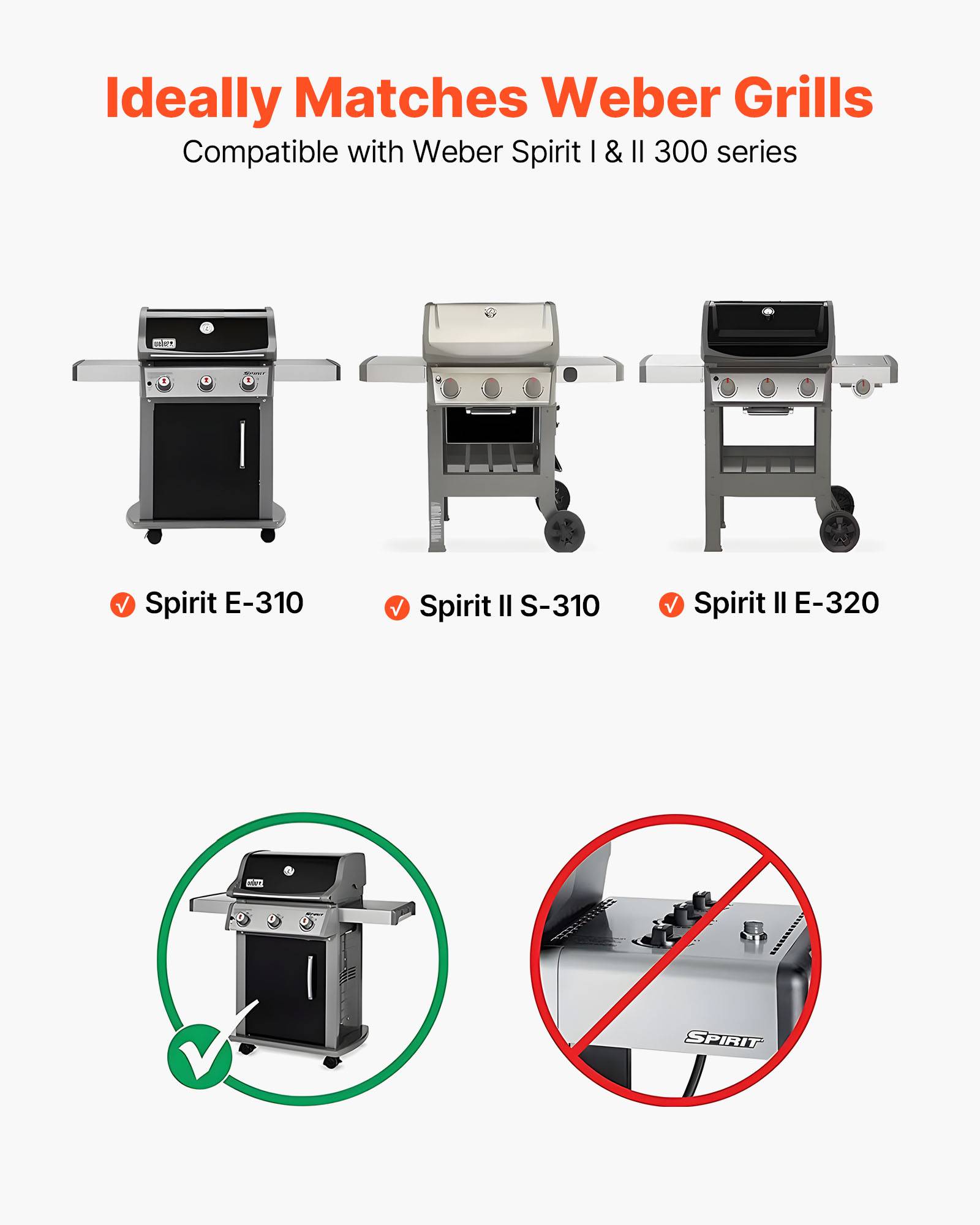Vevor - VEVOR Barre Cache-brûleur pour Barbecue 39 cm pour Weber Spirit I/II Séries 300 - Image 3