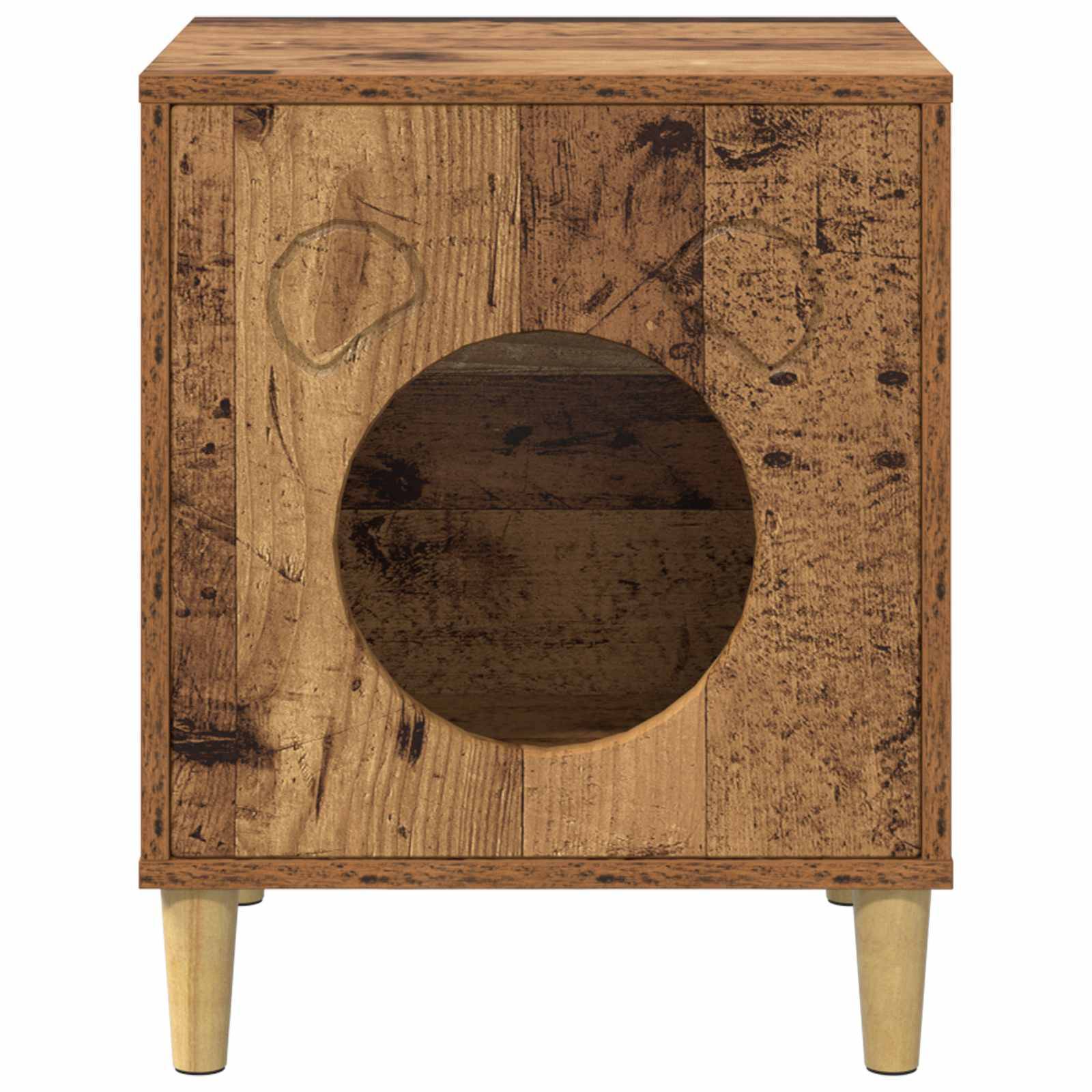 Cube Chat Design Bois Ancien Repos Brun 53cm pour Chat Vintage Solide - ComfortXL Outdoor Living - Image 5