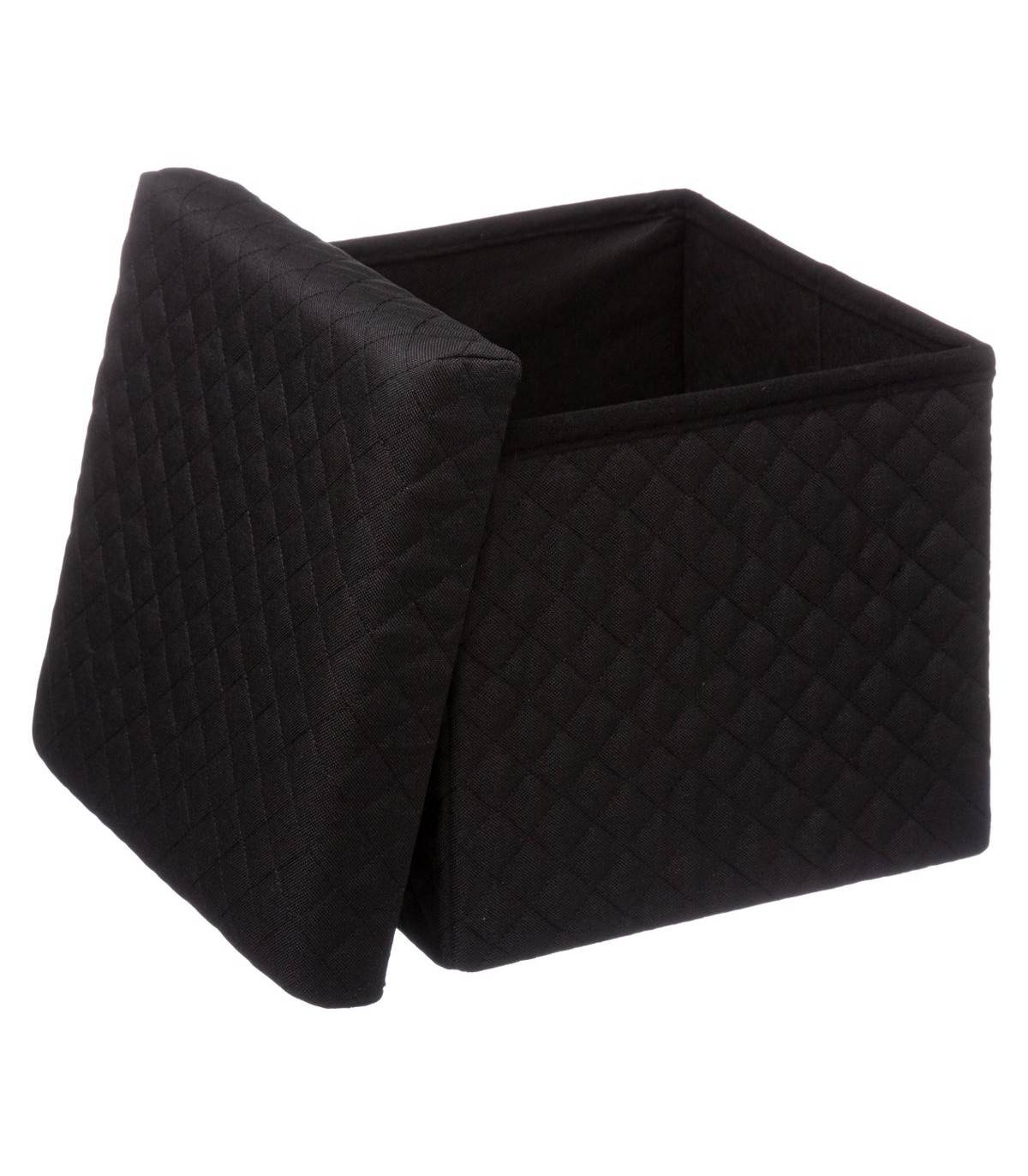 2 en 1 Pouf et Coffre de rangement Noir 31 x 31 cm - Imagen 2