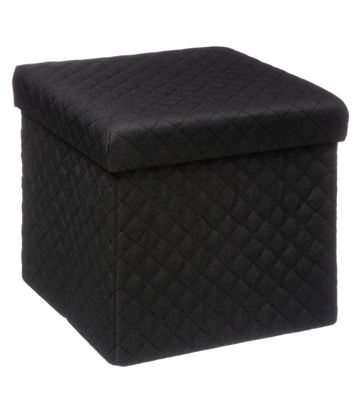 2 en 1 Pouf et Coffre de rangement Noir 31 x 31 cm - Imagen 1