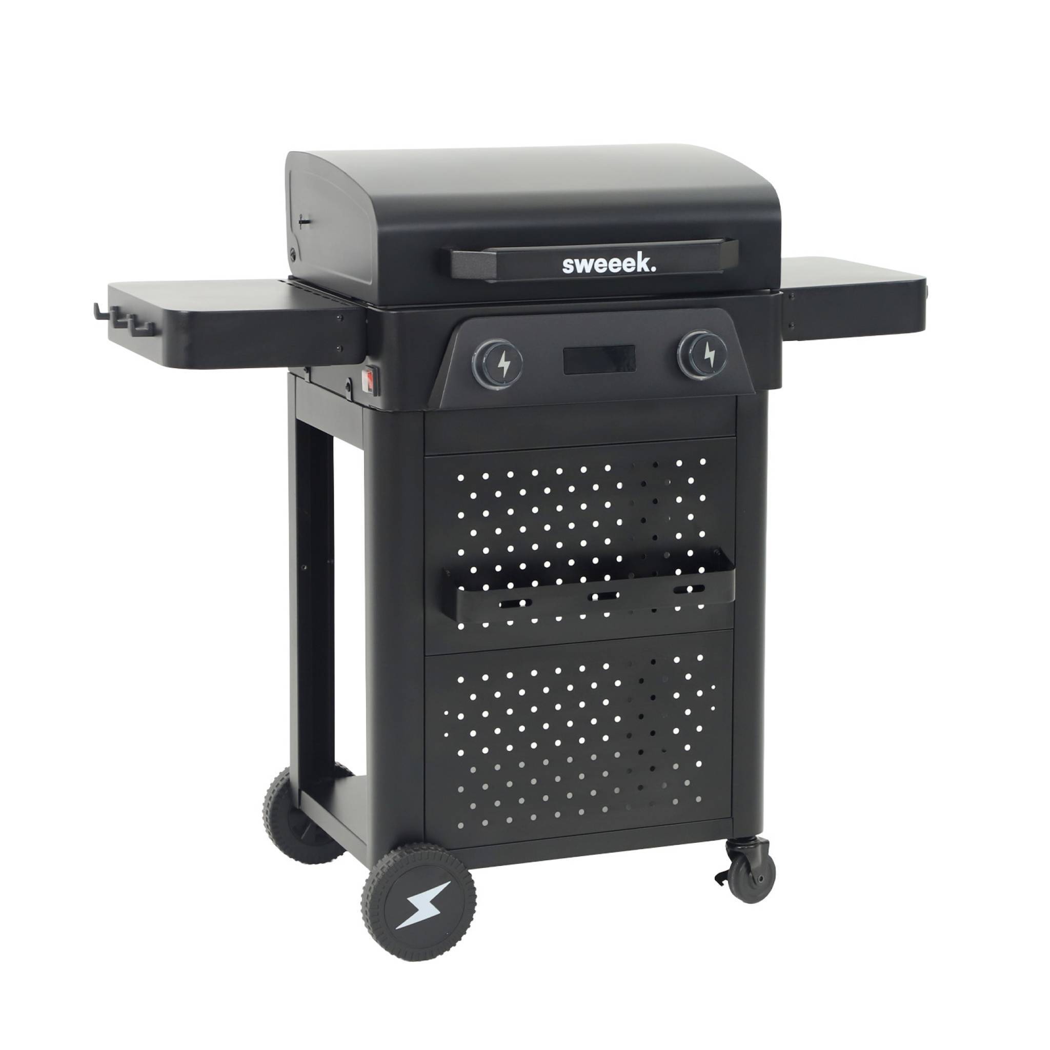 sweeek - Barbecue électrique acier émaillé 2 brûleurs 2300 W. 2 tablettes. thermomètre. écran de contrôle - Voltis | sweeek - Image 2