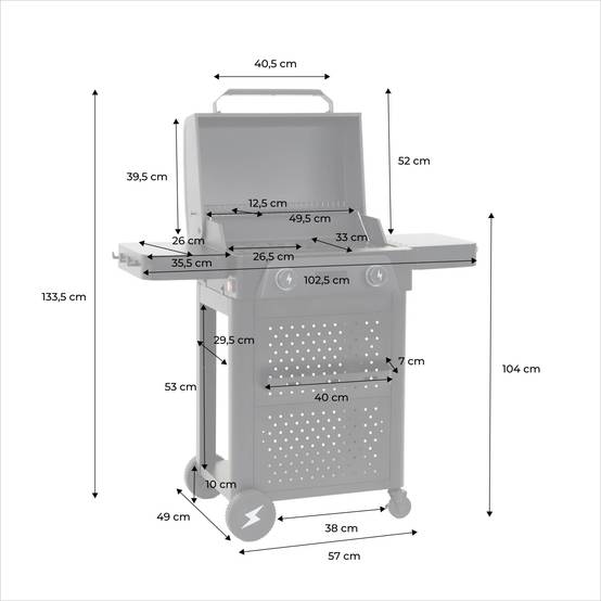 sweeek - Barbecue électrique acier émaillé 2 brûleurs 2300 W. 2 tablettes. thermomètre. écran de contrôle - Voltis | sweeek - Image 4