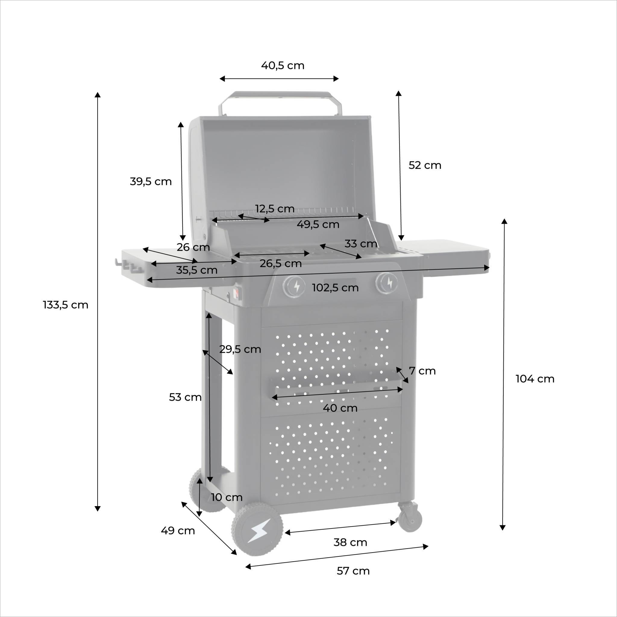 sweeek - Barbecue électrique acier émaillé 2 brûleurs 2300 W. 2 tablettes. thermomètre. écran de contrôle - Voltis | sweeek - Image 4