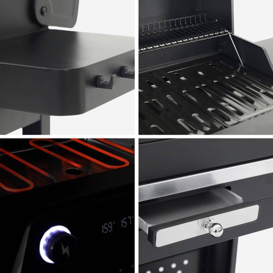sweeek - Barbecue électrique acier émaillé 2 brûleurs 2300 W. 2 tablettes. thermomètre. écran de contrôle - Voltis | sweeek - Image 6